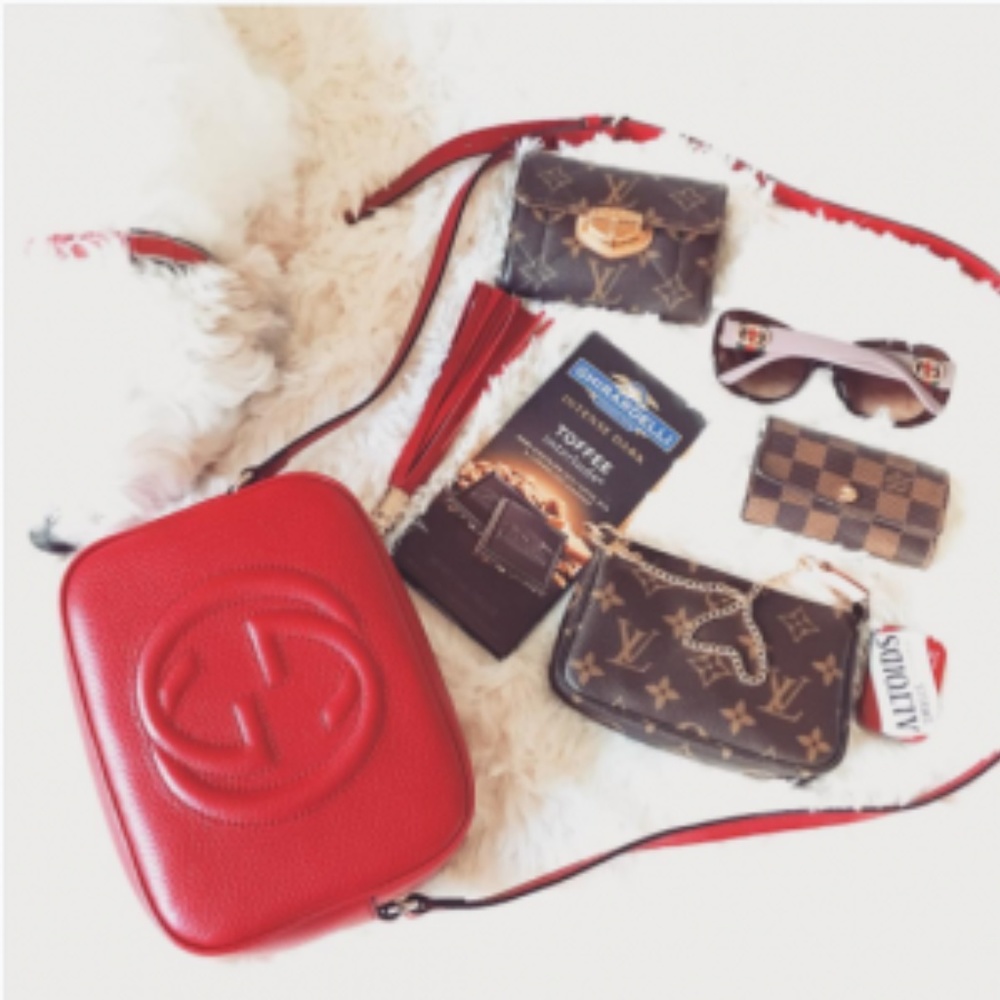 Brand New Gucci Soho small leather disco bag Red
